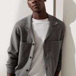 Banana Republic Men's Organic Cotton Gray Cardigan Sweater Jacket Size S EUC